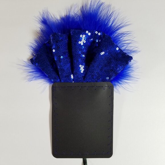 NEW Royal Blue Sequin Ruffle & Feather Pocket Square Insert - Picture 9 of 9
